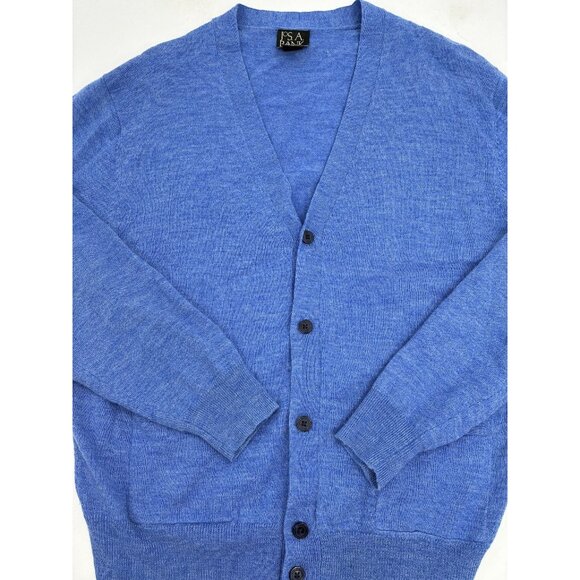 Jos. A. Bank Cardigan Sweater Mens Size M Blue Wool Button Front Knit - Picture 2 of 5